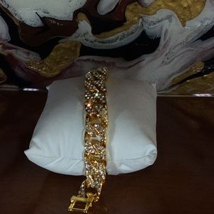 NEW! Mens Curb "Cuban" 18K Gold Wrist Chain